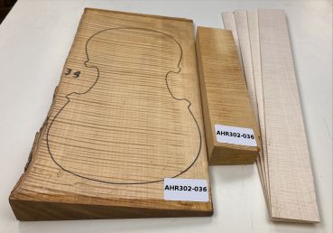 Satz B+Z+H Riegelahorn Violine, 1-tlg. Boden Einzelstück #036